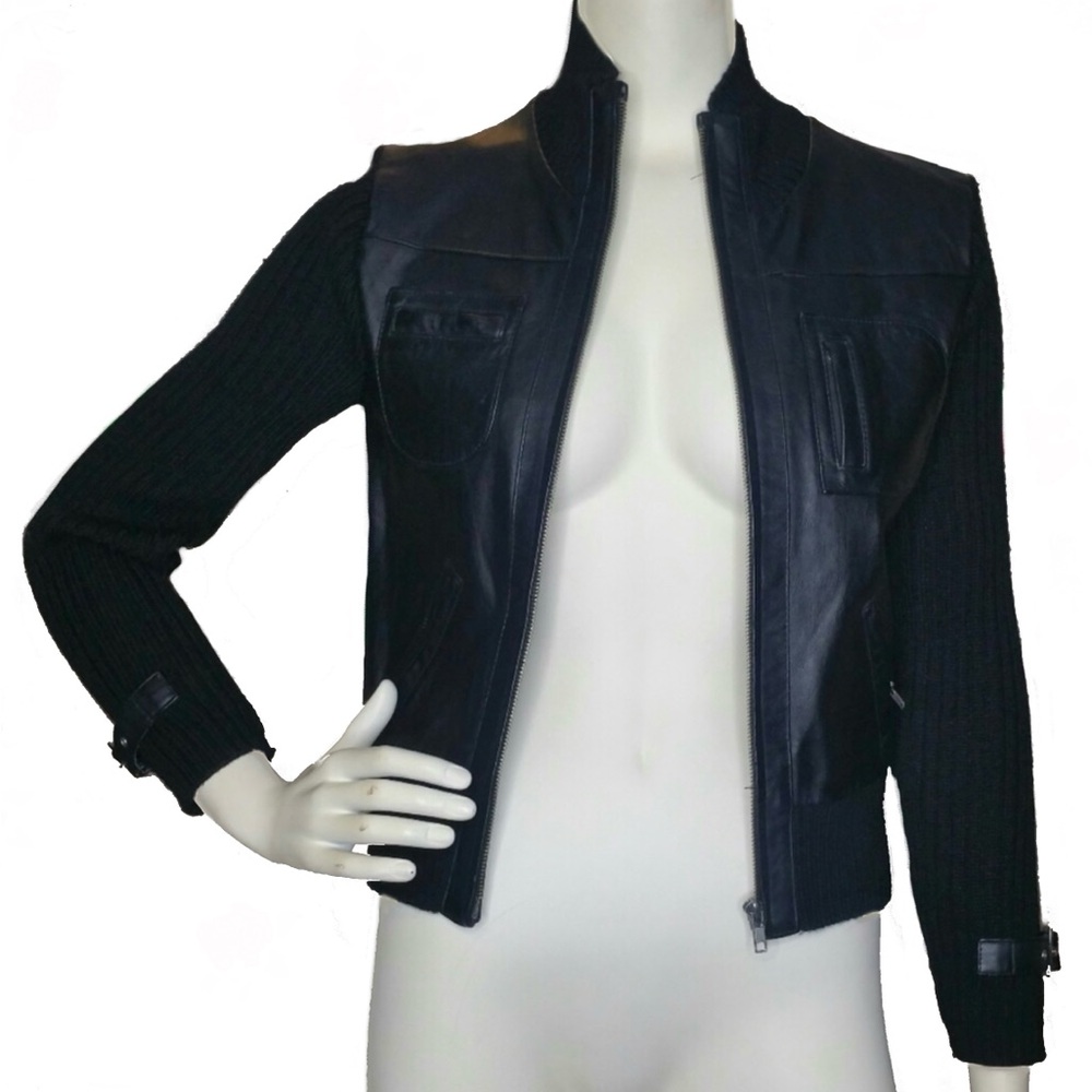Frost Leather Jacket with Wool Sweater Size M - Picture 3 of 4